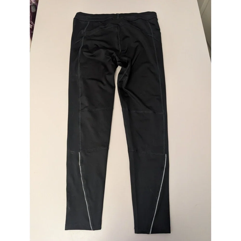 Rhone Mens Medium Distance Running Compression Tights Black Reflective Athletic